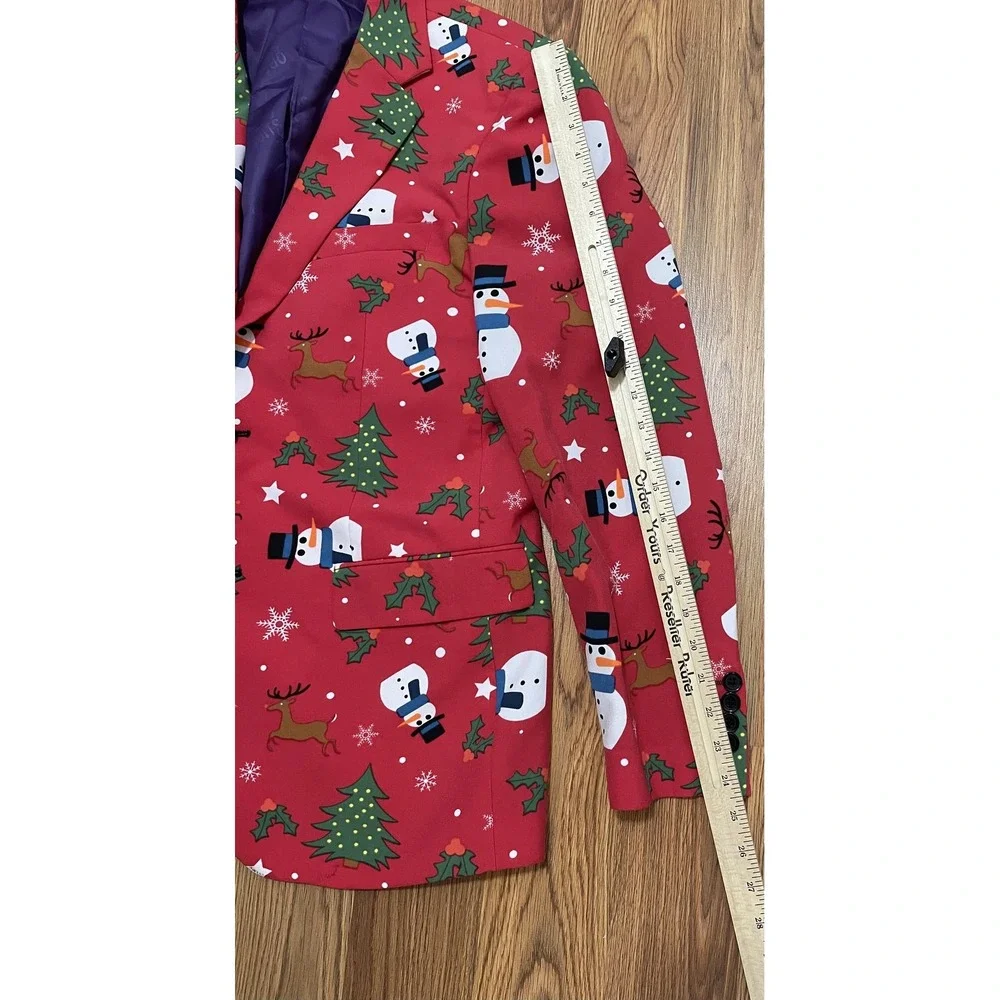 OppoSuits Blazer Mens 40 Christmas Novelty Snowman Reindeer Holiday